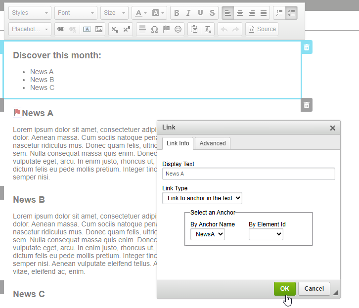 Anchor in the same block