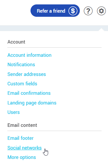 Settings and configurations : social networks