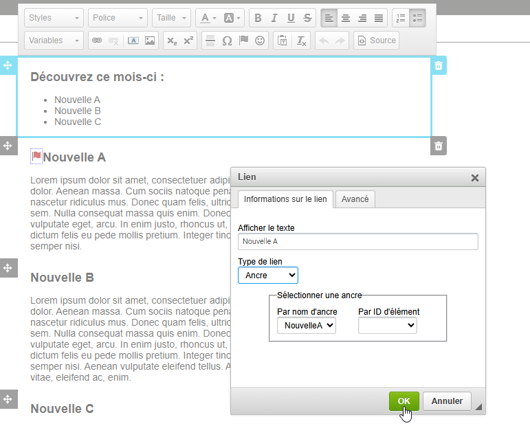 Ancre dans le même bloc texte