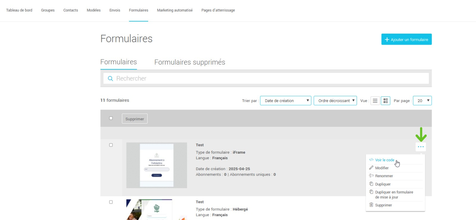 Voir le code du formulaire