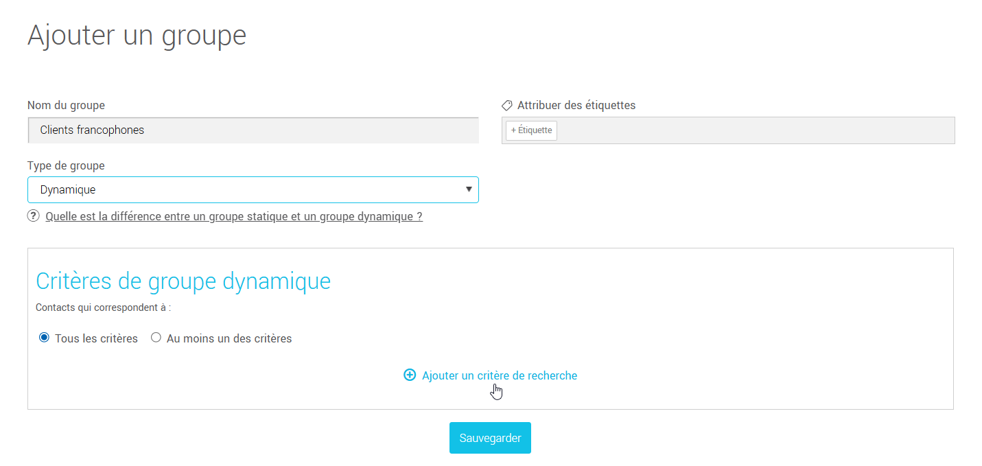 Ajouter un critère de recherche