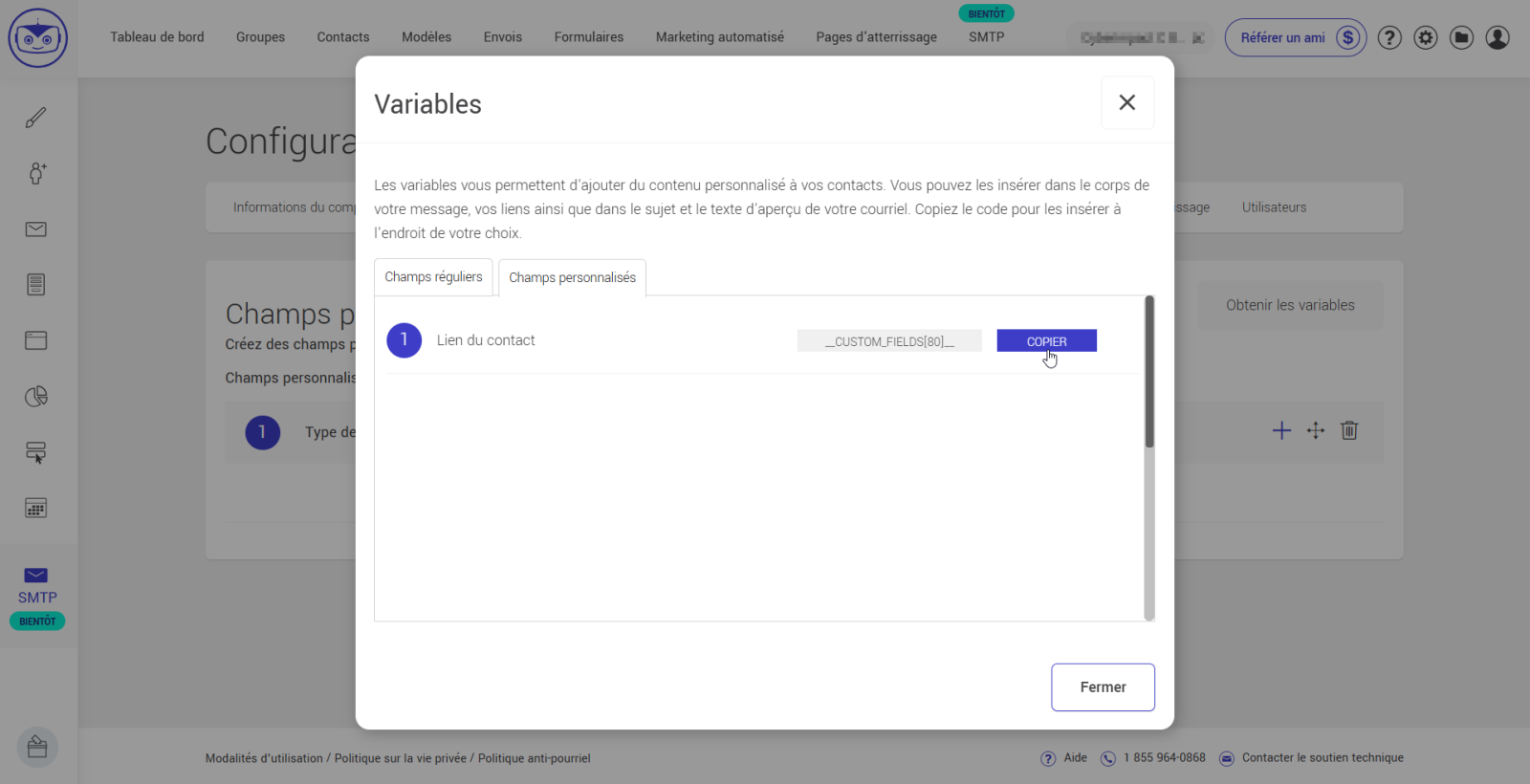 Copier la variable