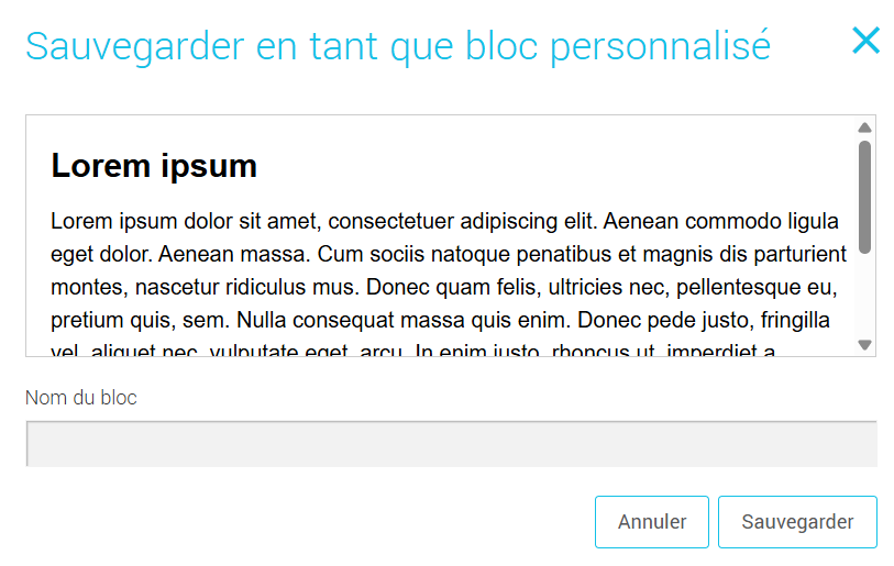 Sauvegarder un bloc personnalisé