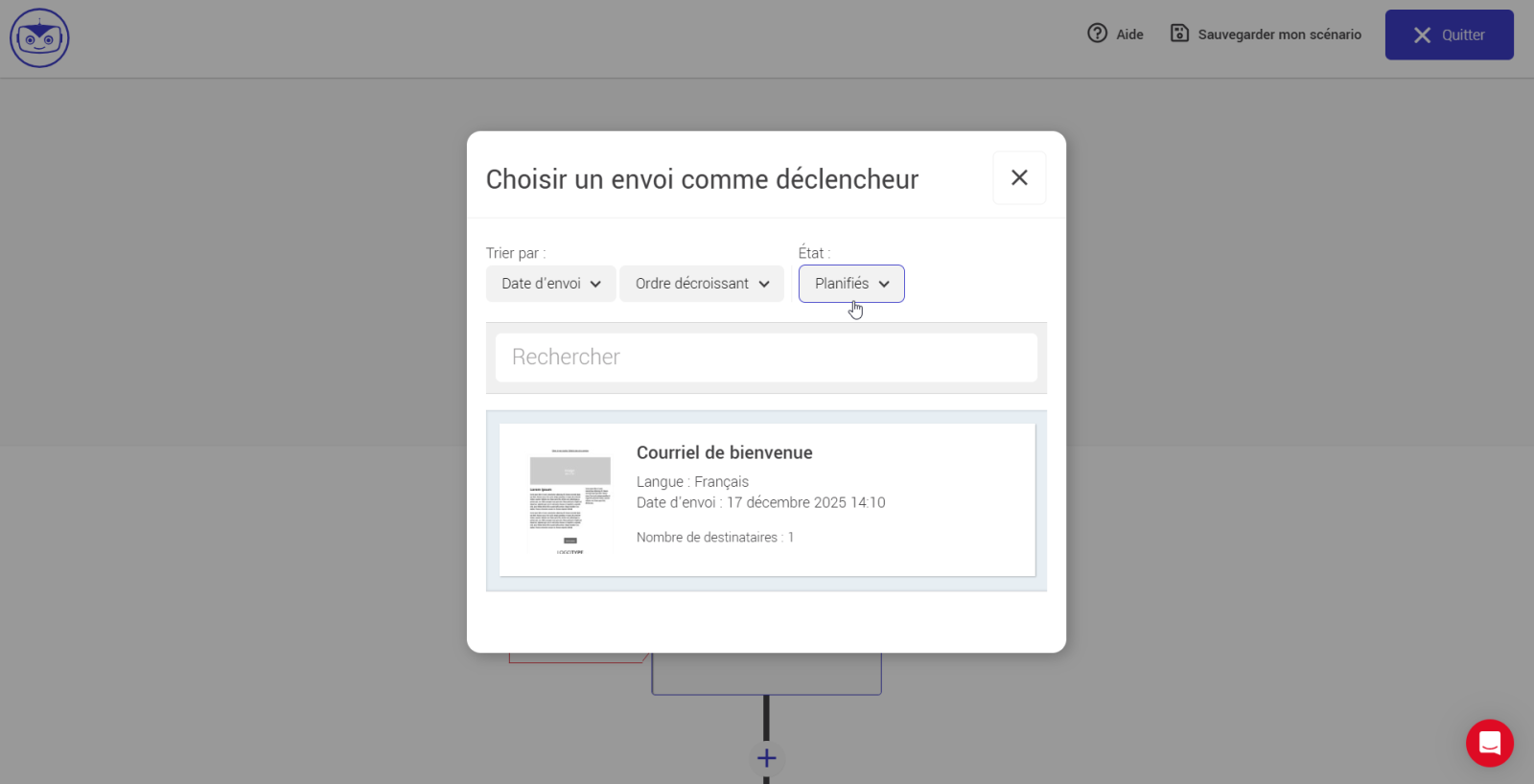 Envois planifi&eacute;s